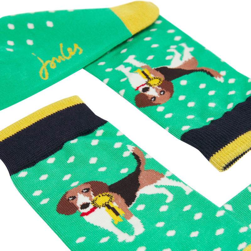 Joules Brill Bamboo Socks - Green Dog-1