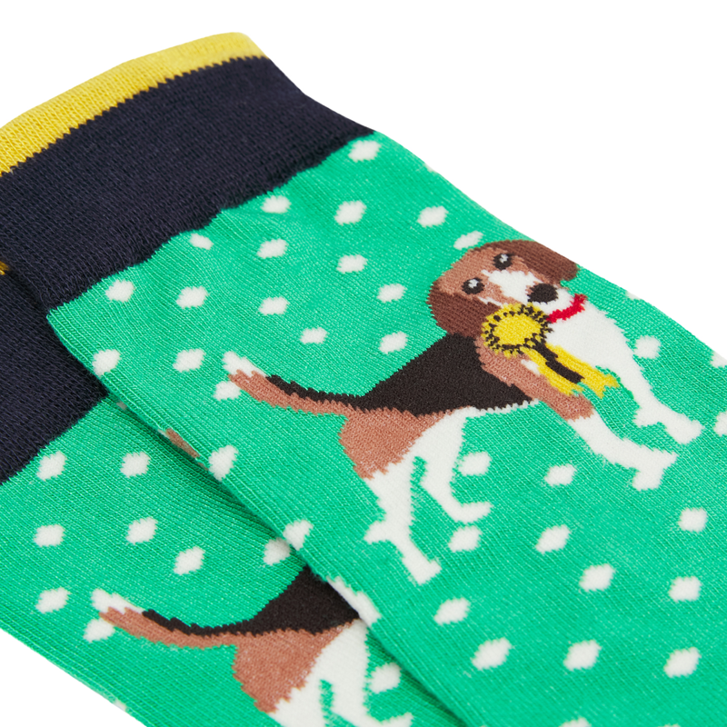 Joules Brill Bamboo Socks - Green Dog-2