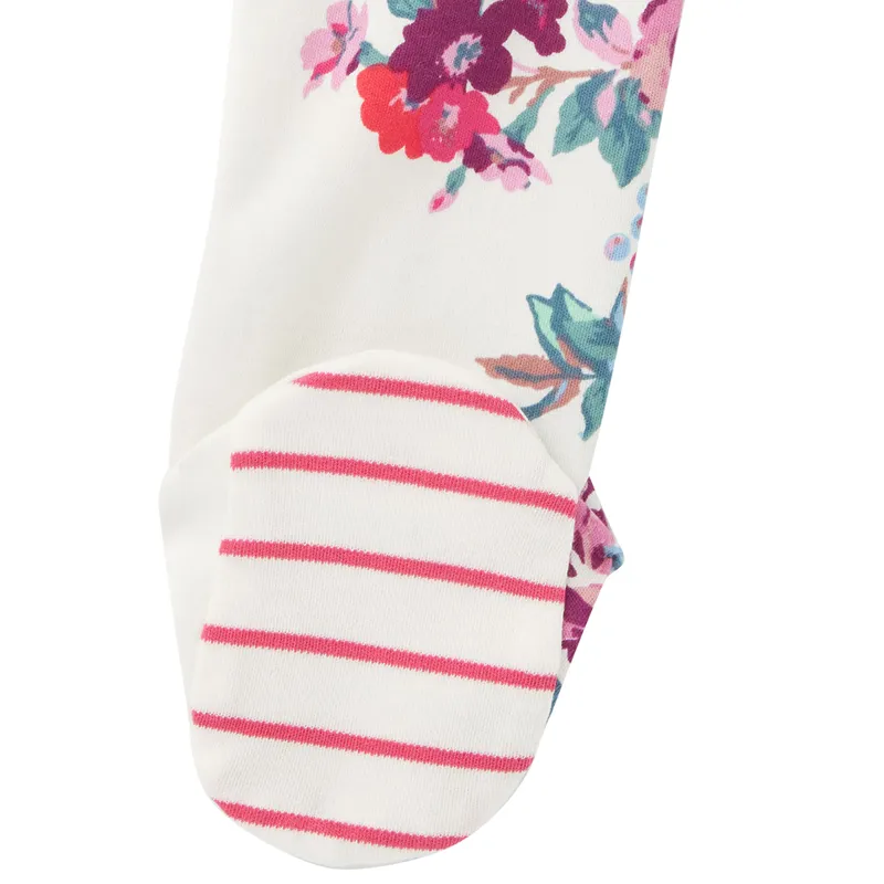 Joules Razamataz Printed Babygrow - White Floral-5