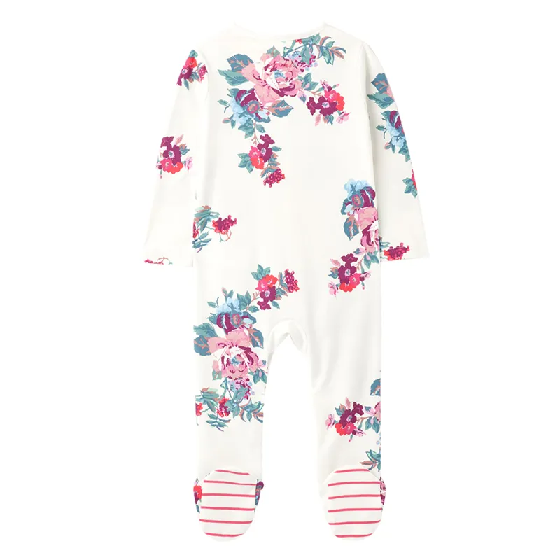 Joules Razamataz Printed Babygrow - White Floral-1