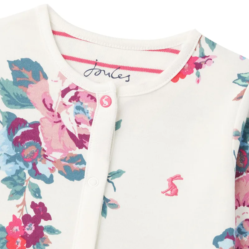 Joules Razamataz Printed Babygrow - White Floral-2