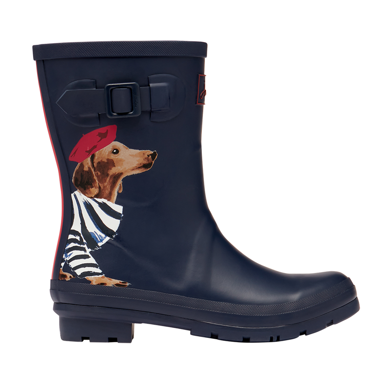 Joules Molly Mid Height Printed Wellies - Navy Sausage Dog-3