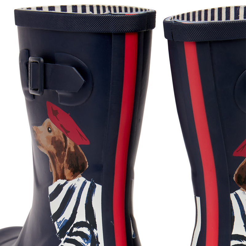 Joules Molly Mid Height Printed Wellies - Navy Sausage Dog-4