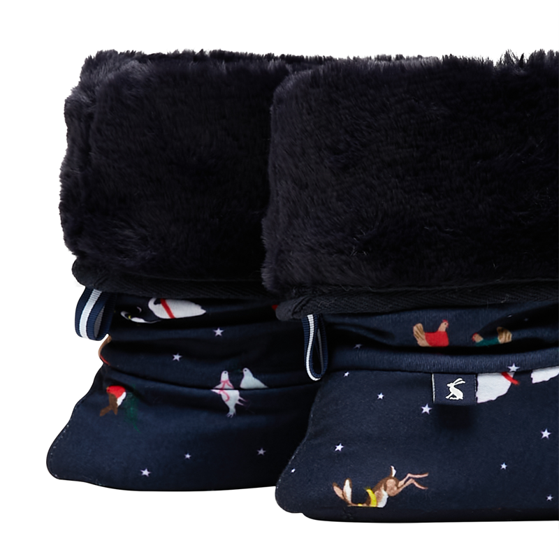 Joules Slouchy Slipper Sock Boots - Woodland Christmas-3