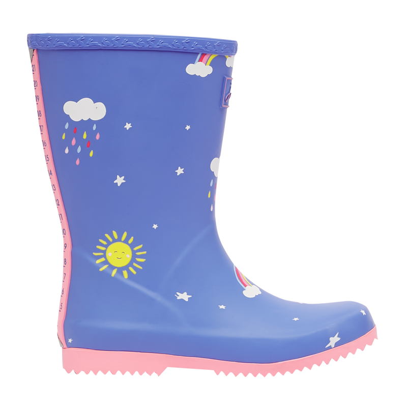 Joules Junior Roll Up Flexible Printed Wellies - Blue Clouds-4