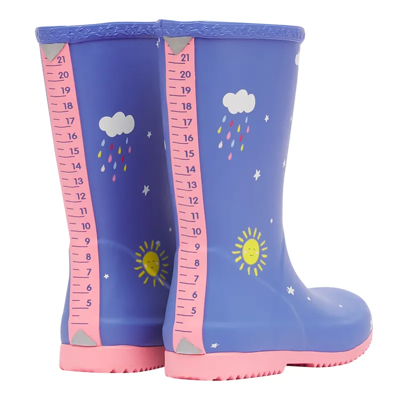 Joules Junior Roll Up Flexible Printed Wellies - Blue Clouds-5