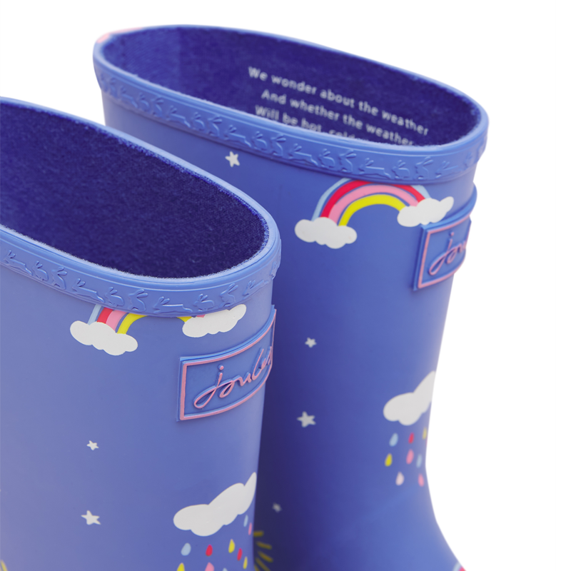 Joules Junior Roll Up Flexible Printed Wellies - Blue Clouds-1