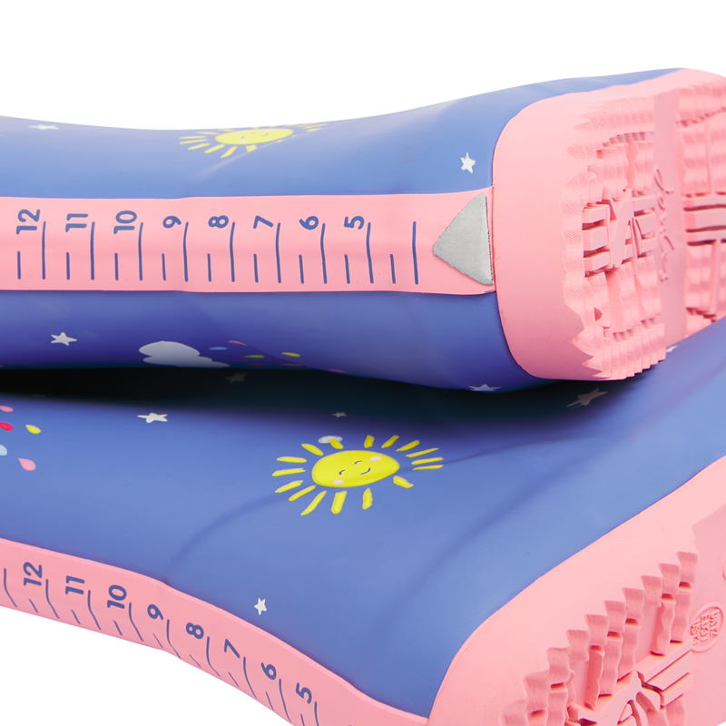 Joules Junior Roll Up Flexible Printed Wellies - Blue Clouds-2