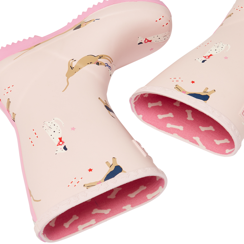 Joules Junior Roll Up Flexible Printed Wellies - Pink Dogs-2