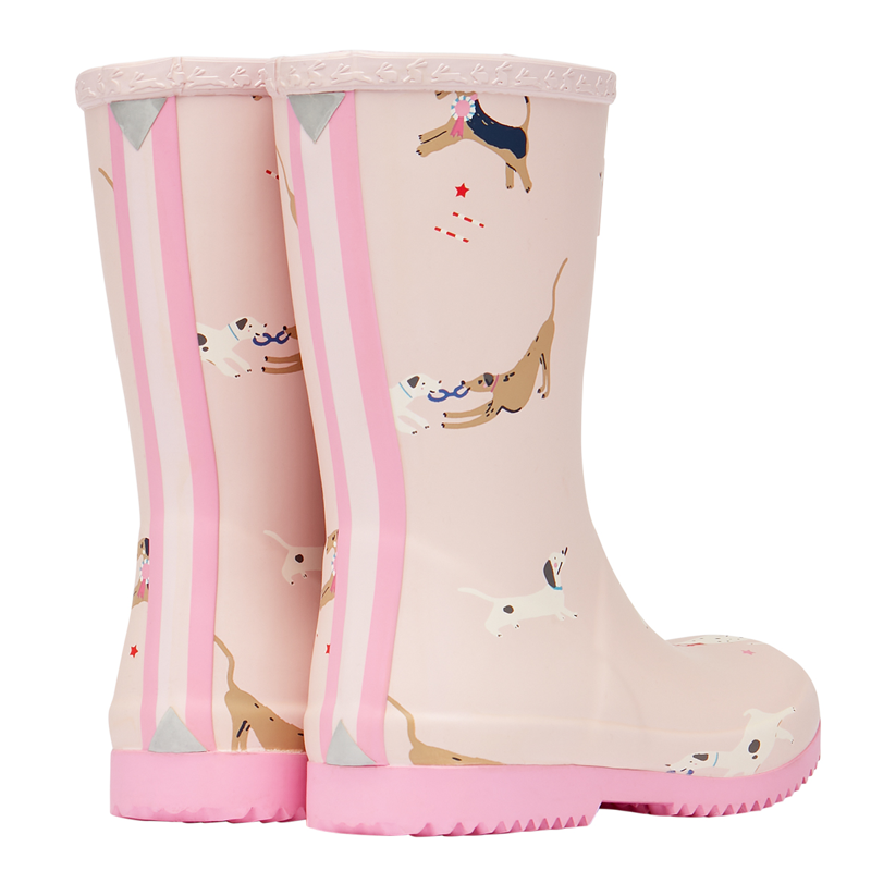 Joules Junior Roll Up Flexible Printed Wellies - Pink Dogs-3