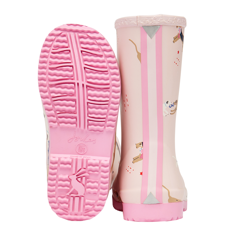 Joules Junior Roll Up Flexible Printed Wellies - Pink Dogs-5