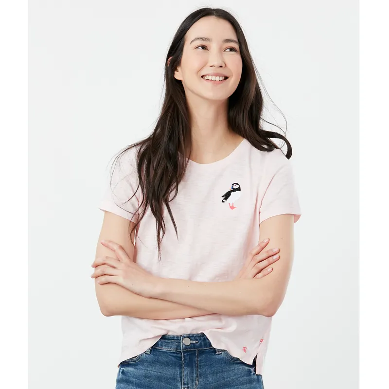 Joules Carley Print Classic Crew T-Shirt - Pink Puffin-1