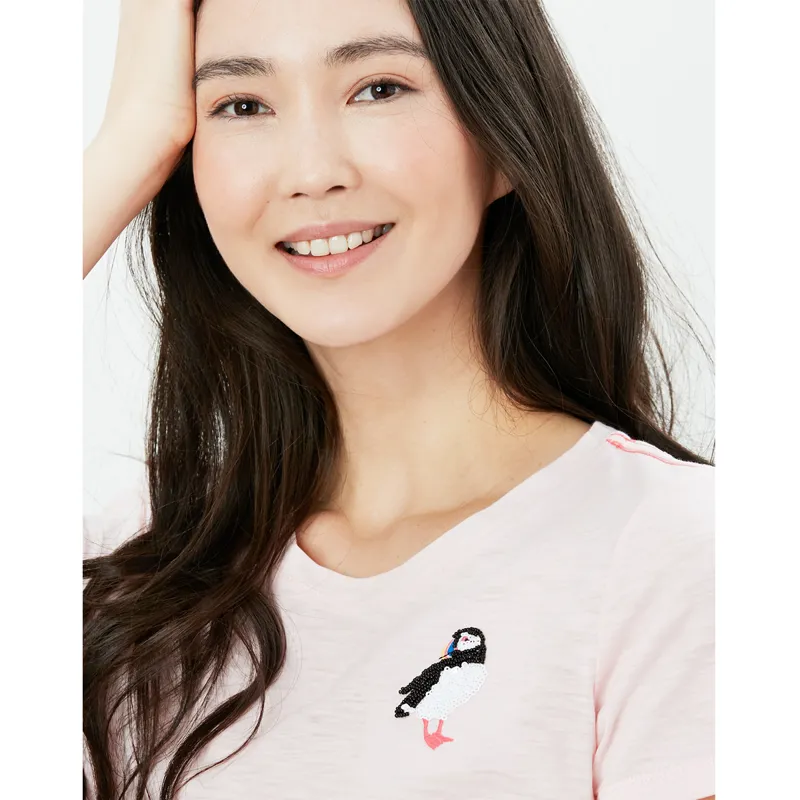 Joules Carley Print Classic Crew T-Shirt - Pink Puffin-3