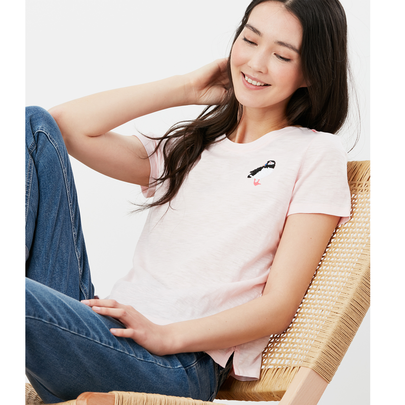 Joules Carley Print Classic Crew T-Shirt - Pink Puffin-4