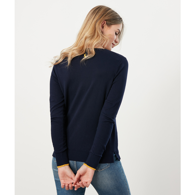 Joules Miranda Knitted Intarsia Crew Neck Jumper - Navy Dog-2