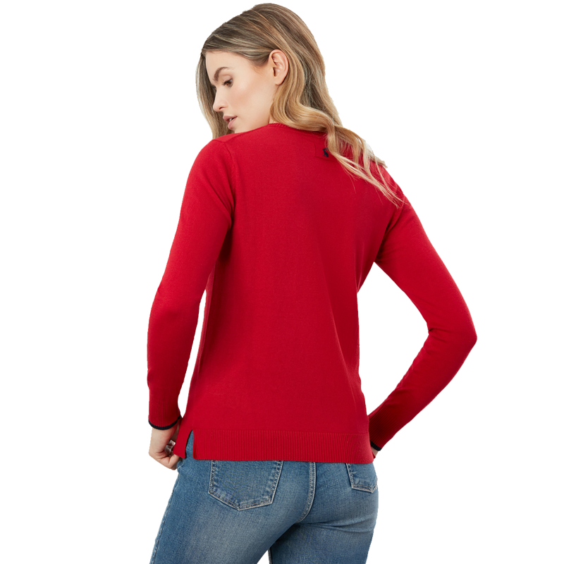 Joules Miranda Knitted Intarsia Crew Neck Jumper - Red Duck-1
