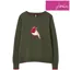 Joules Miranda Festive Intarsia Crew Neck Jumper - Green Robin
