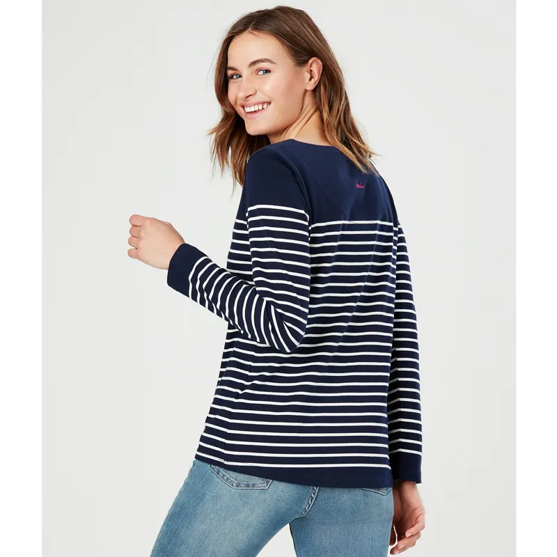 Joules Harbour Long Sleeve Jersey Top - Navy Cream Stripe-2