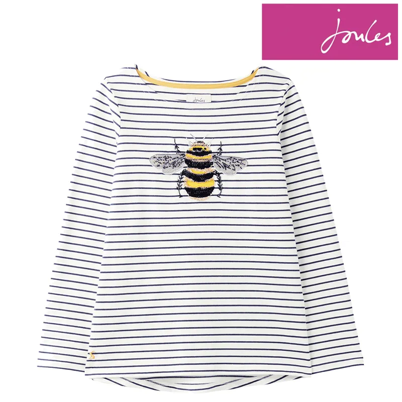 Joules Harbour Luxe Long Sleeve Jersey Top - Bee Embellishment