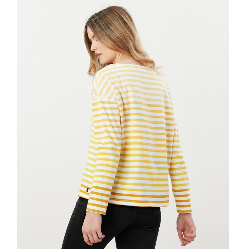 Joules Marina Dropped Shoulder Jersey Top - Yellow Stripe-2