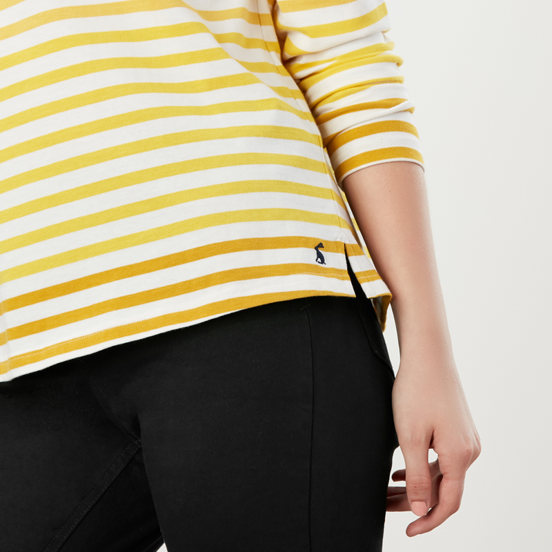 Joules Marina Dropped Shoulder Jersey Top - Yellow Stripe-4