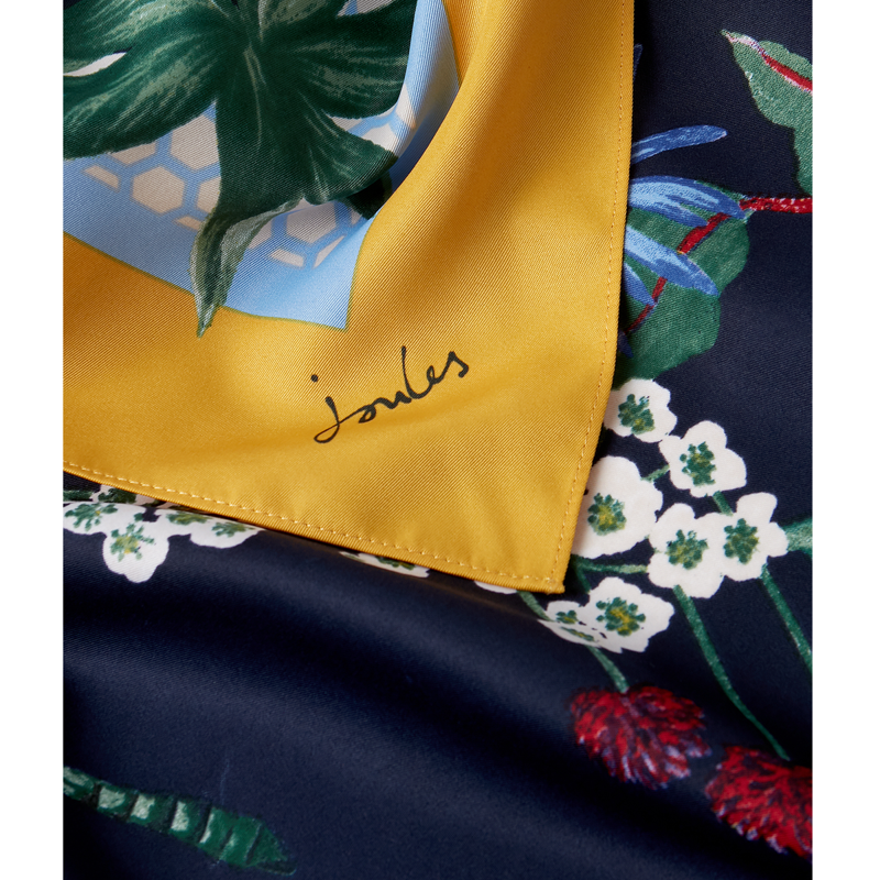 Joules Agatha Large Printed Square Scarf - Navy Bees-4