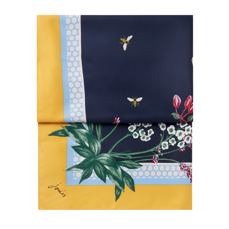 Joules Agatha Large Printed Square Scarf - Navy Bees-3
