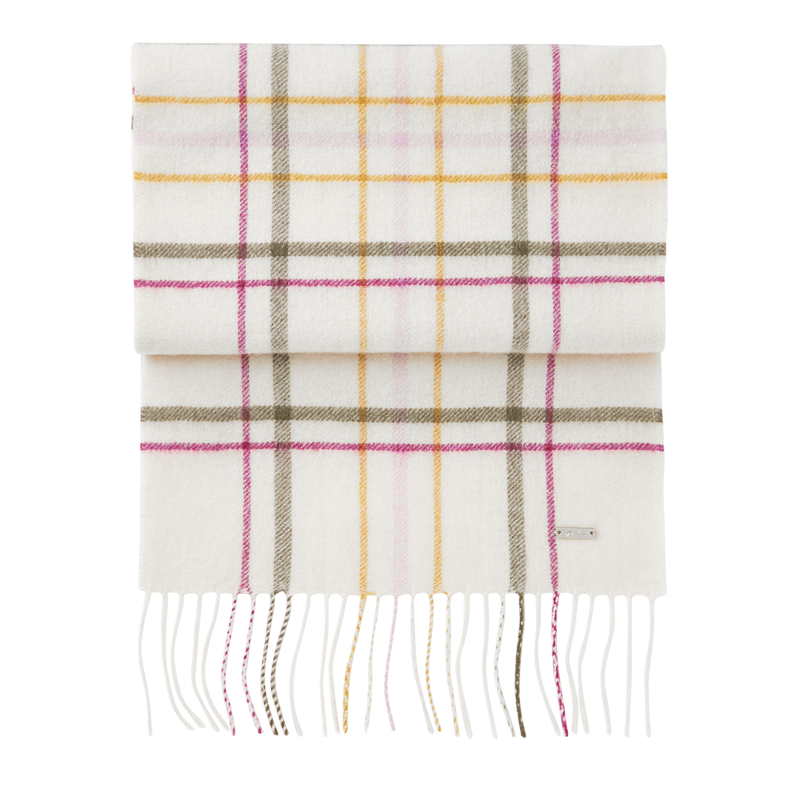 Joules Fairwell Checked Wool Scarf - Cream Thin Check-1