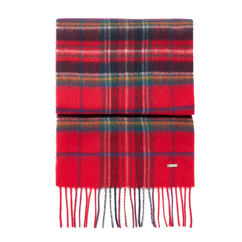 Joules Fairwell Checked Wool Scarf - Navy Red Check-2