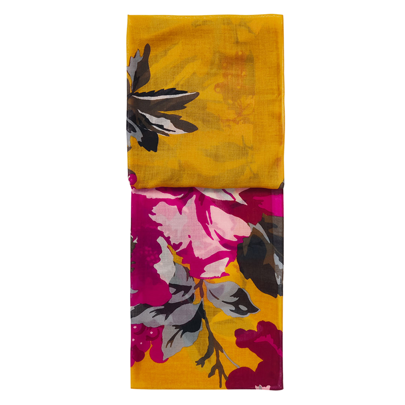 Joules Julianne Wool Printed Scarf - Gold Floral-1