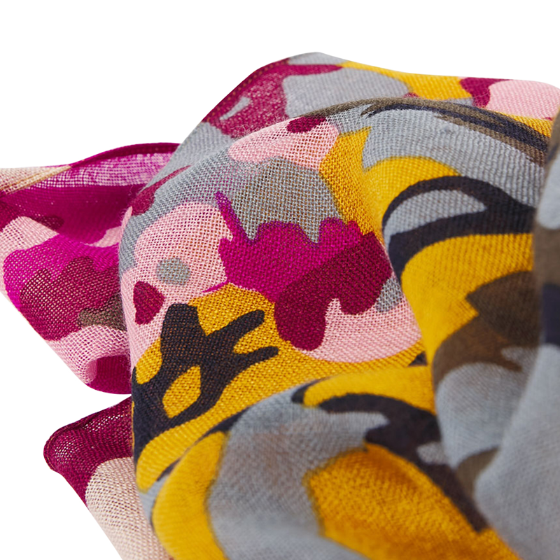 Joules Julianne Wool Printed Scarf - Gold Floral-3