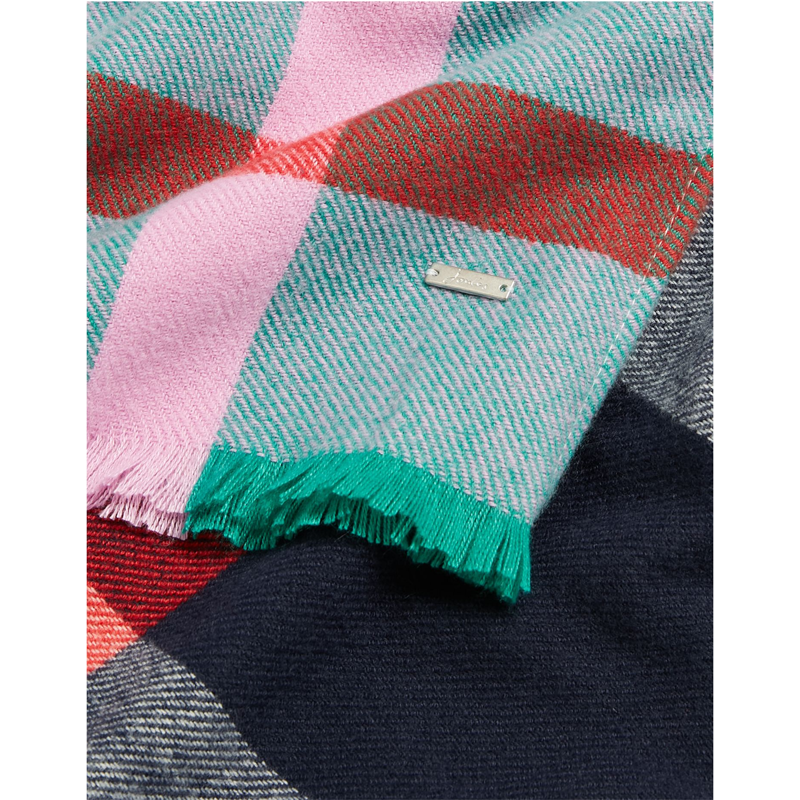 Joules Bridey Checked Warm Handle Scarf - Navy Pink Check-1