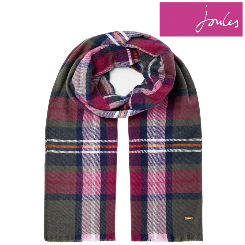Joules Bridey Checked Warm Handle Scarf - Dark Multi Check