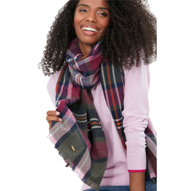 Joules Bridey Checked Warm Handle Scarf - Dark Multi Check-3