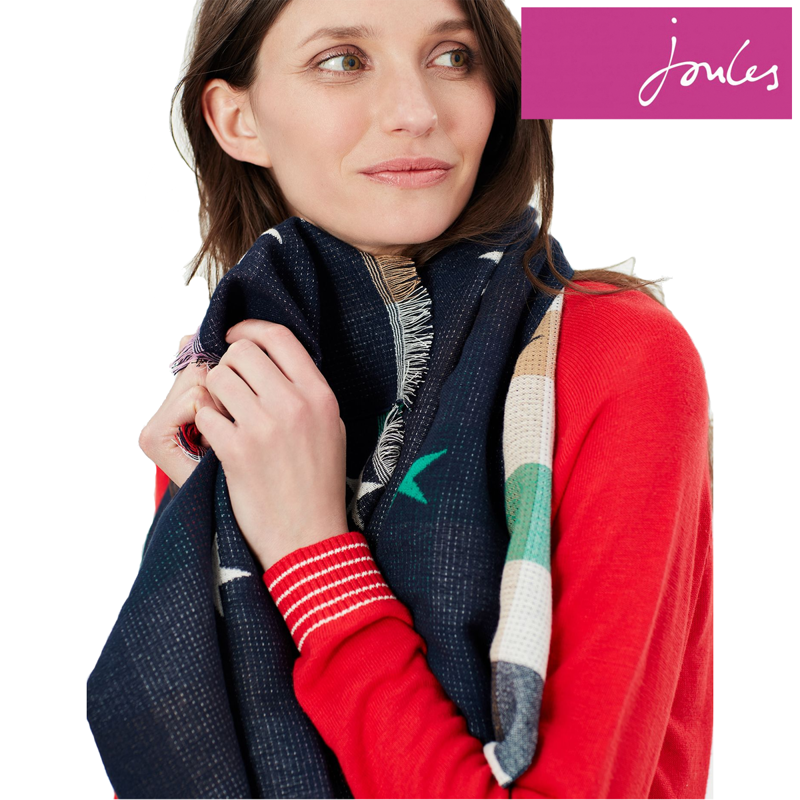 Joules Farnsley Scarf - Navy Gingham Star -1