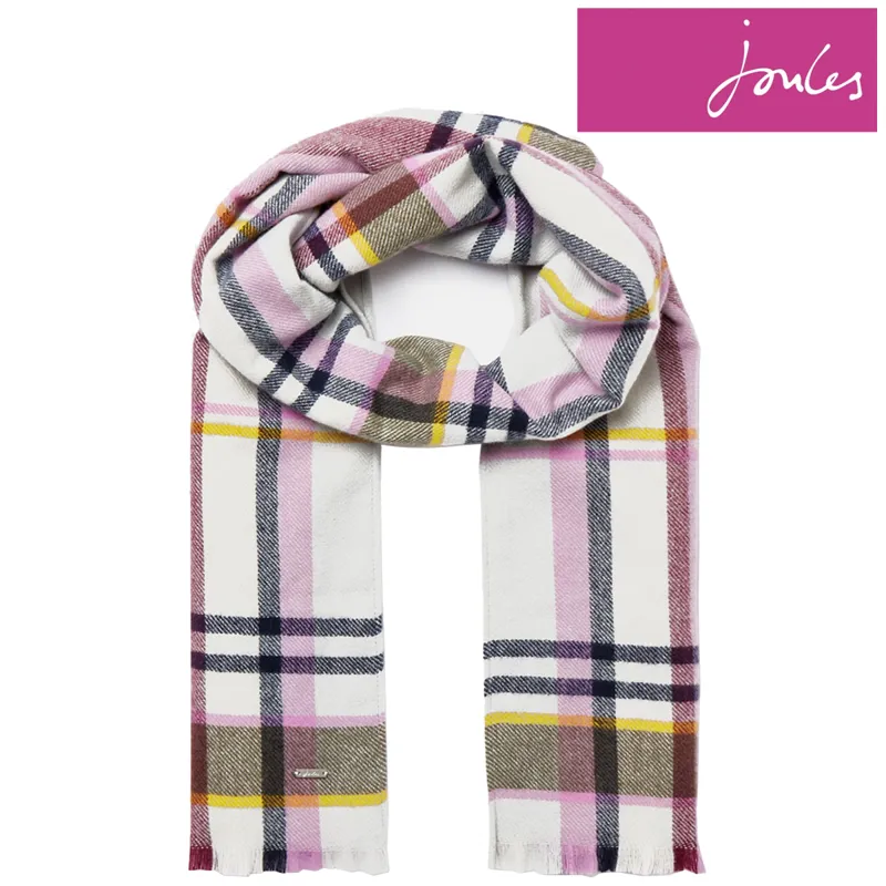 Joules Bridey Checked Warm Handle Scarf - Grey Marl Check