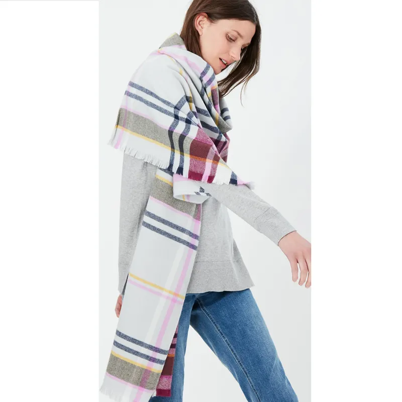 Joules Bridey Checked Warm Handle Scarf - Grey Marl Check-3