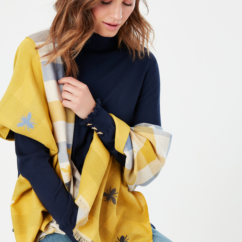 Joules Farnsley Scarf - Gold Bee Check-2