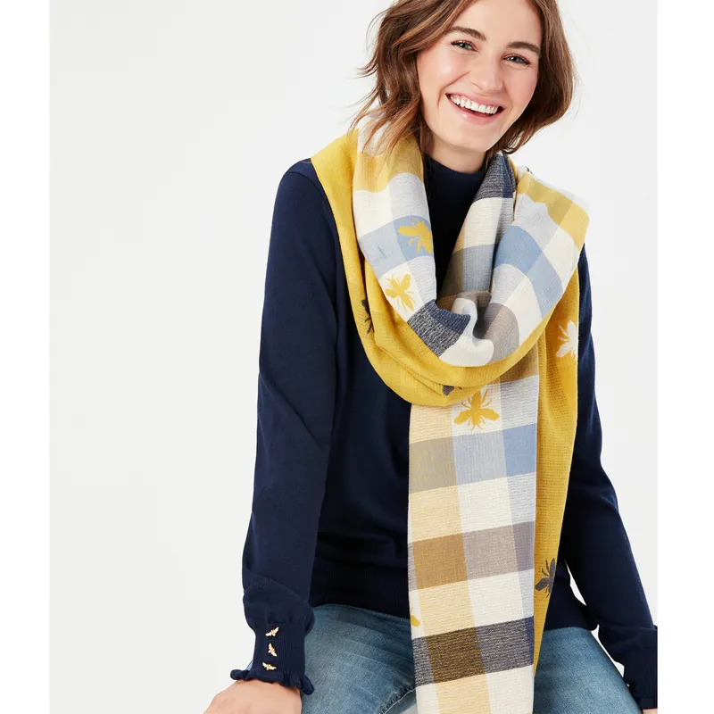Joules Farnsley Scarf - Gold Bee Check-1