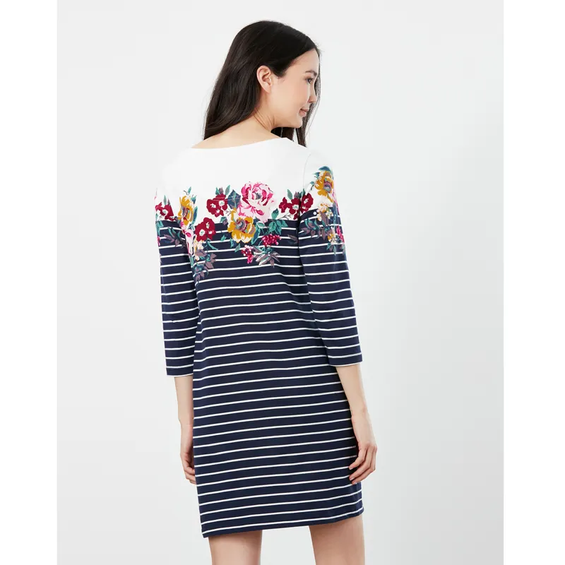 Joules Riviera 3/4 Sleeve Jersey Dress - Navy Floral Border-1