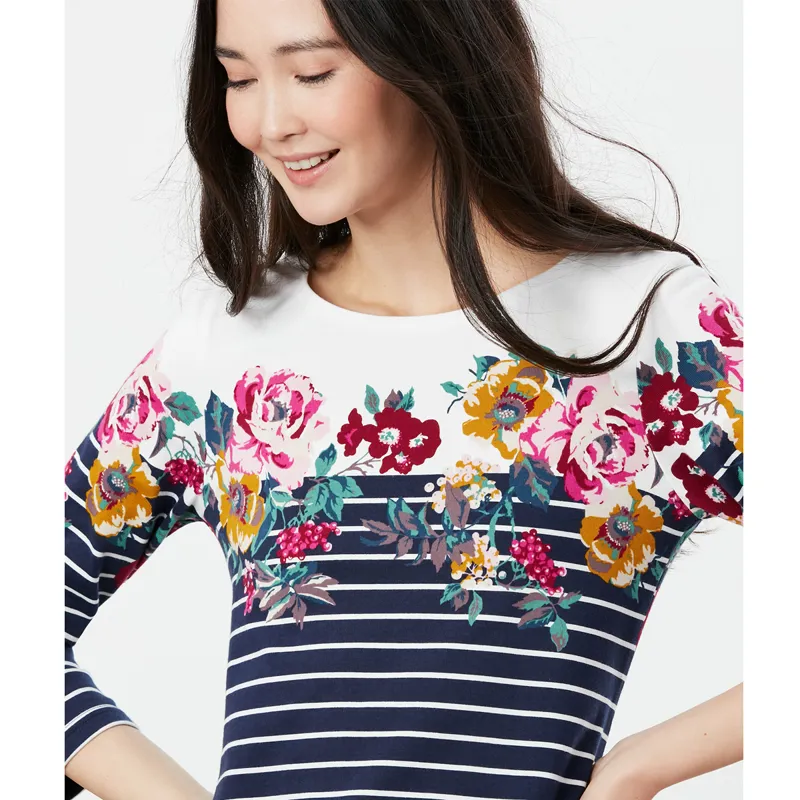 Joules Riviera 3/4 Sleeve Jersey Dress - Navy Floral Border-3