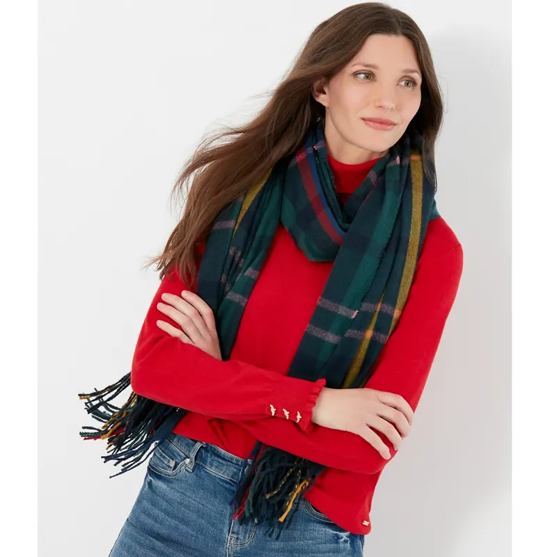 Joules Farah Check Scarf - Navy Tartan Check-3