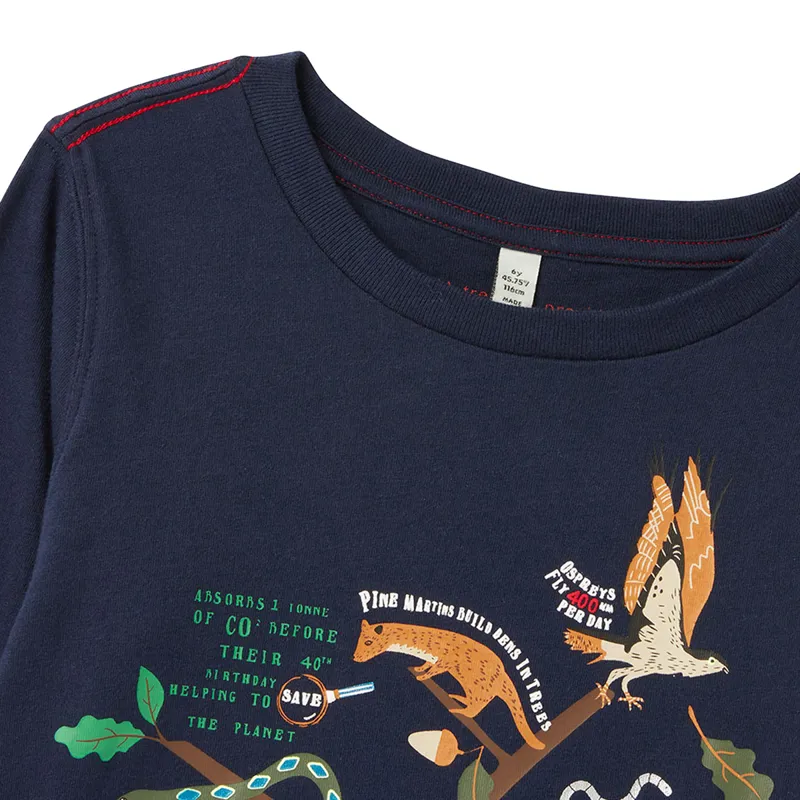 Joules Finlay Long Sleeve Screenprint T-Shirt - Navy Woodland-2