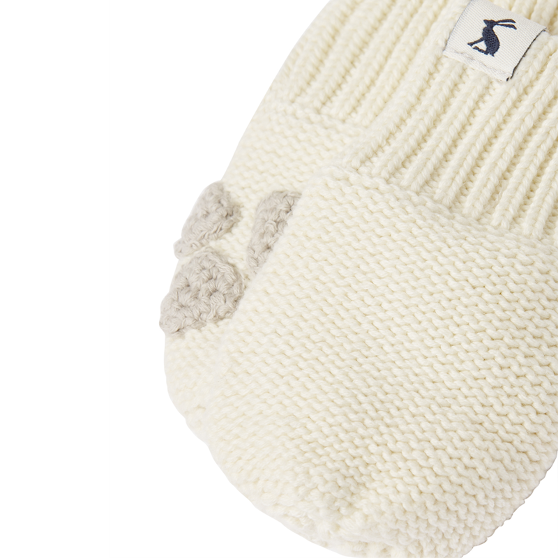 Joules Paws Pawprint Knitted Mittens - Cream-2