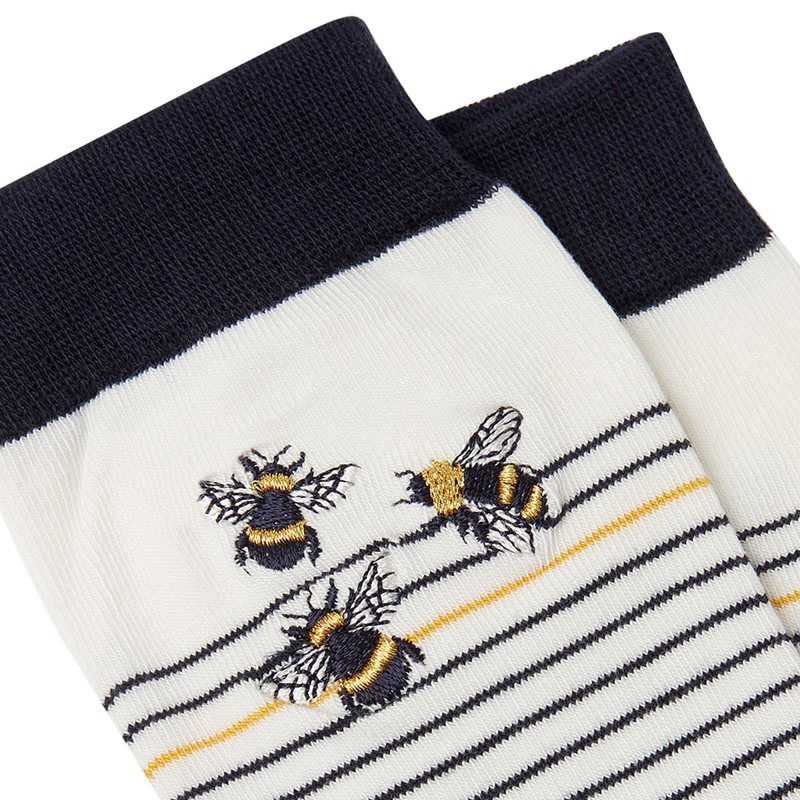 Joules Brill Bamboo Embroidered Socks - Bee Stripe-2