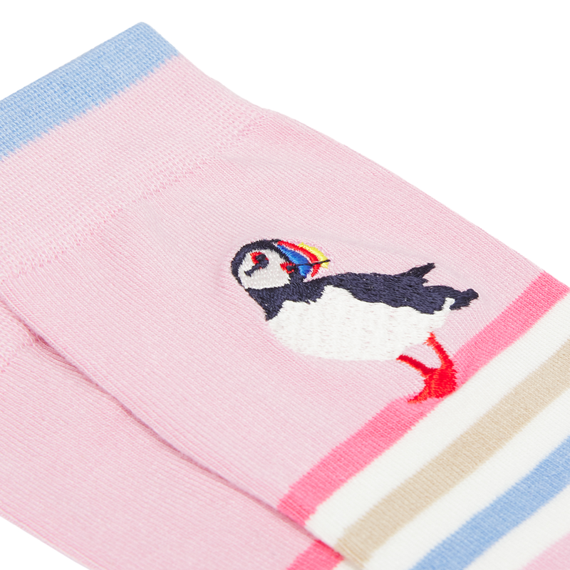 Joules Brill Bamboo Embroidered Socks - Puffin Stripe-2