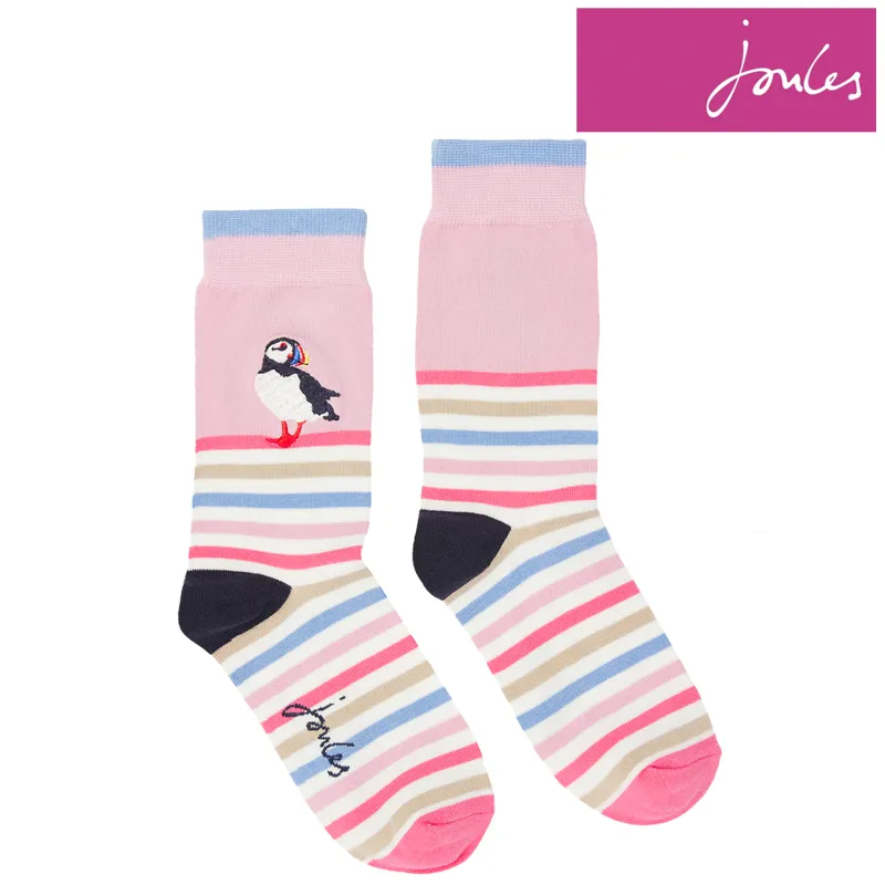 Joules Brill Bamboo Embroidered Socks - Puffin Stripe