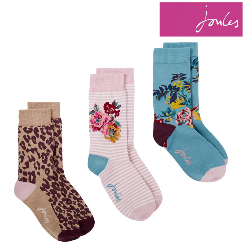 Joules 3Pk Brill Bamboo Socks - Cotswold Floral-2