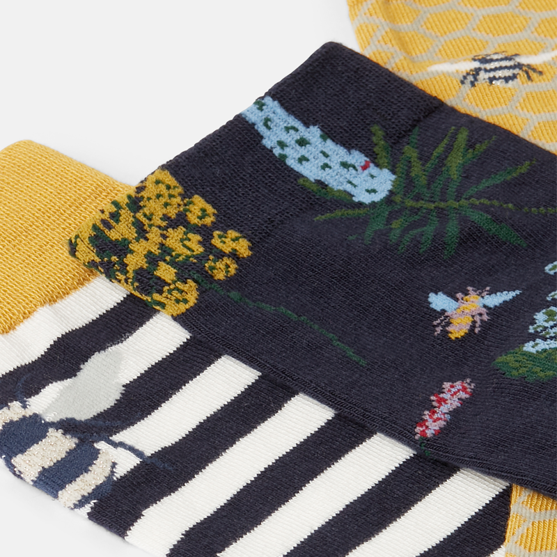 Joules Brill Bamboo 3 Pack Socks - Gold Bee-2