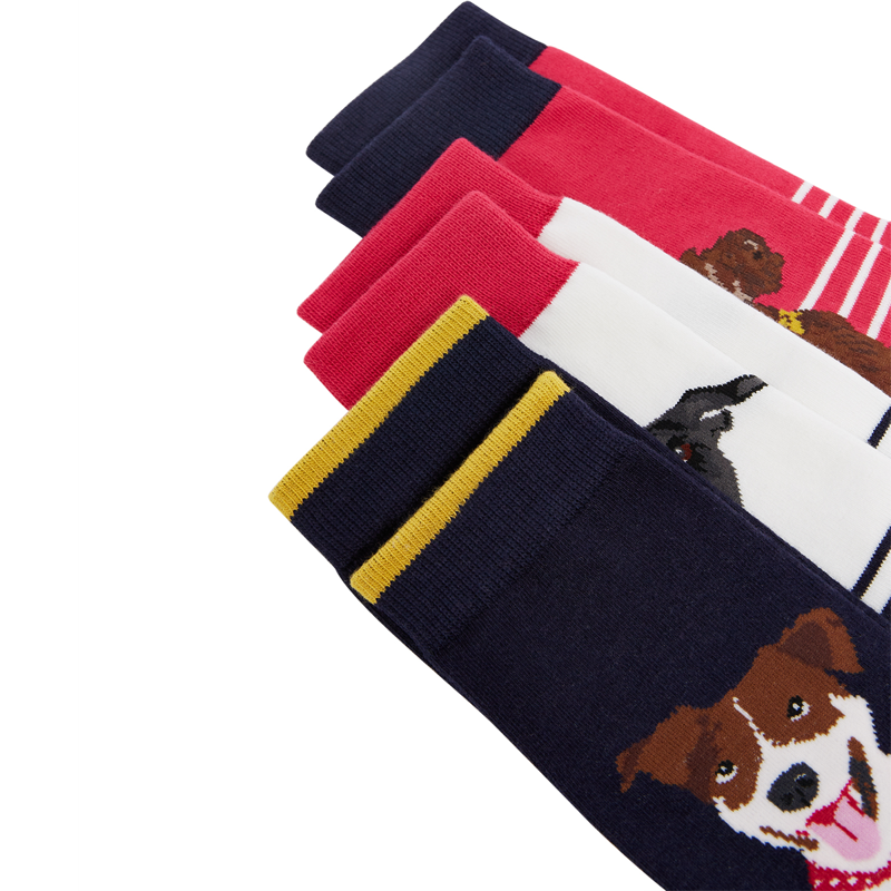 Joules 3Pk Brill Bamboo Socks - Multi Dogs-1